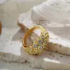 Glistening 18K Gold & Cubic Zirconia Statement Ring - Image 2